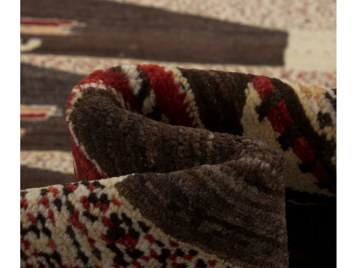 Tapis de laine 104x154 brun Kashkuli