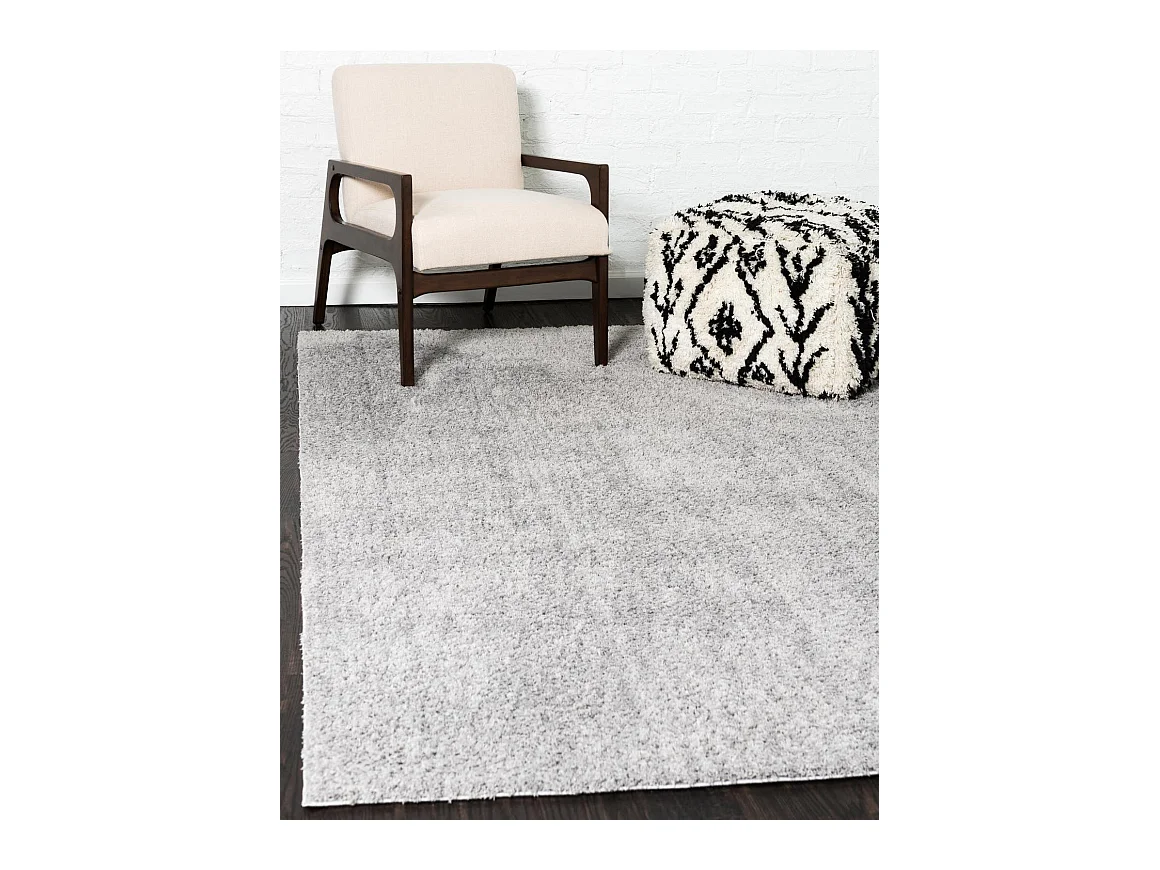 Tapis shaggy 240x305 gris argenté Luzern