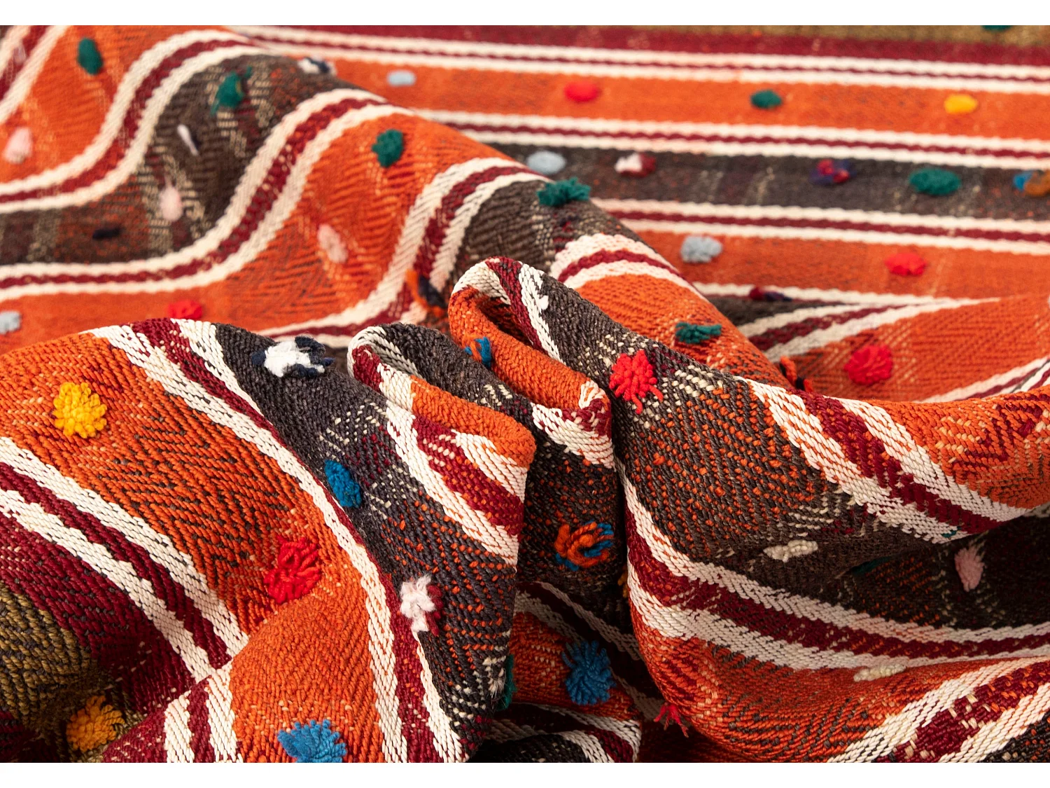 Tapis de laine 141x275 orange Jajim