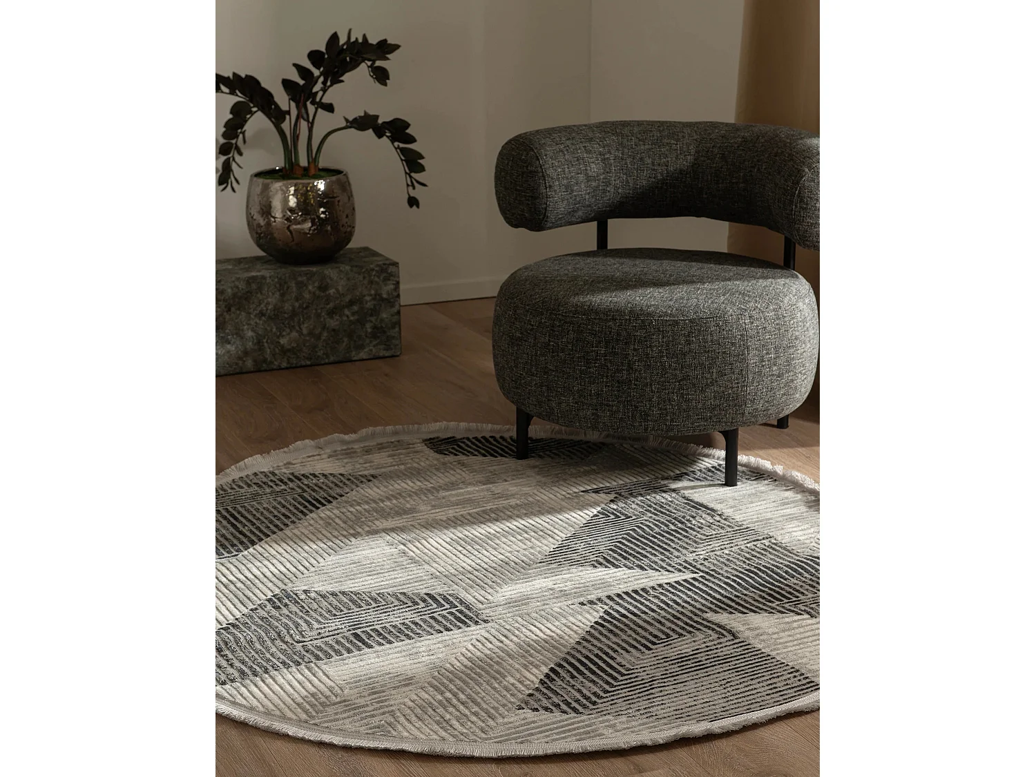 Tappeto 160x160 grigio chiaro Davos Grecian