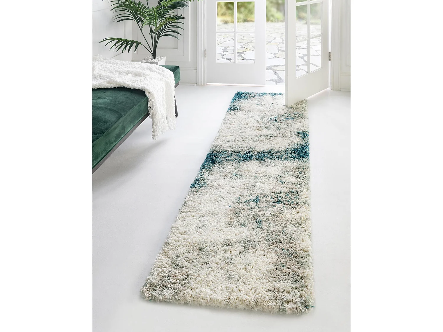 Tapis shaggy 62x120 beige - vert Lachen Haze