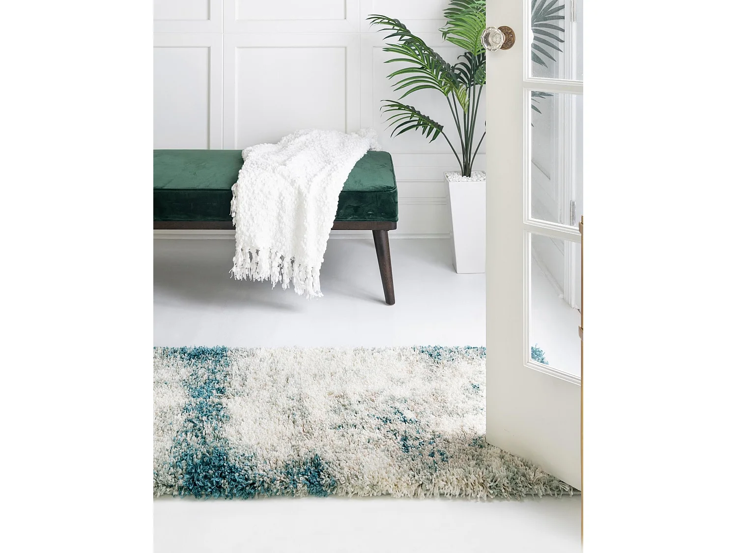 Tapis shaggy 62x120 beige - vert Lachen Haze