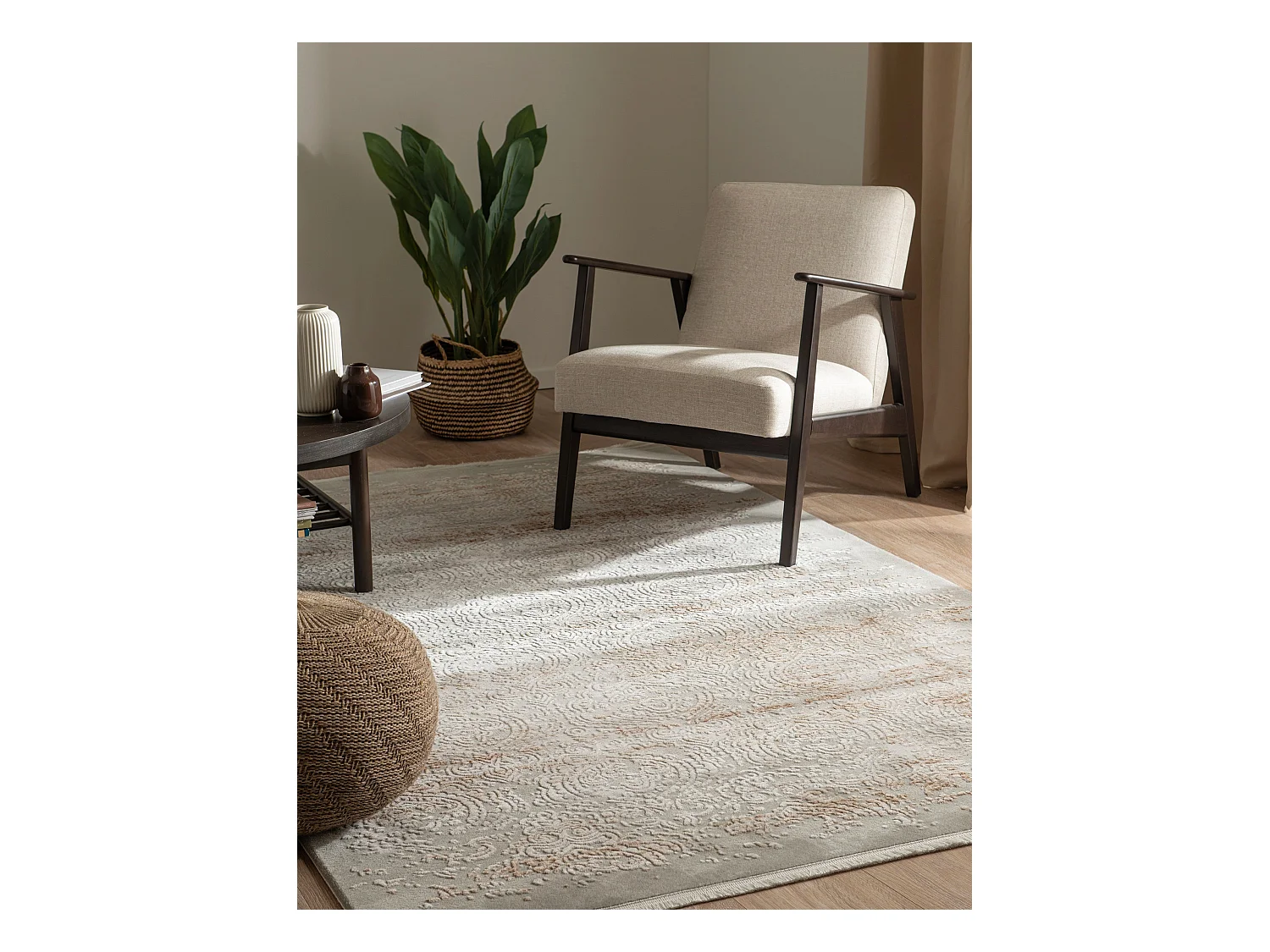 Tapis 185x275 gris beige Davos Charme