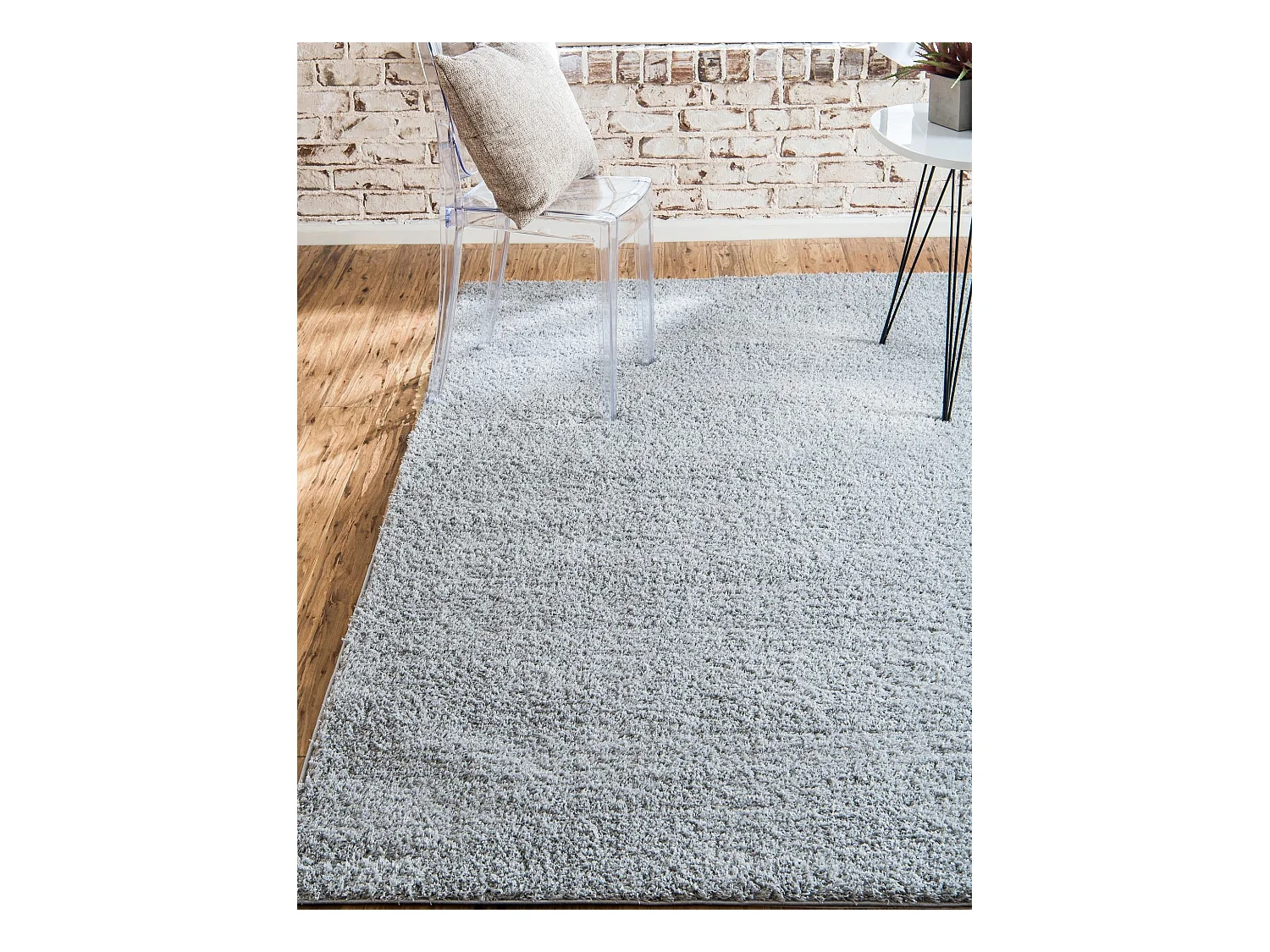 Tapis shaggy 185x185 gris argenté Luzern