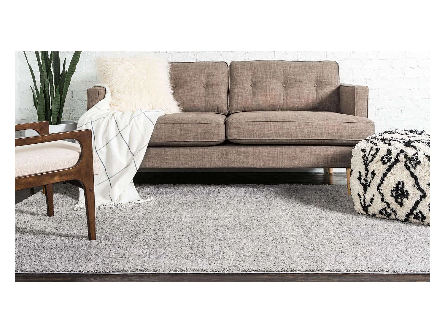 Hoogpolig tapijt 185x185 zilver-Grijs Luzern