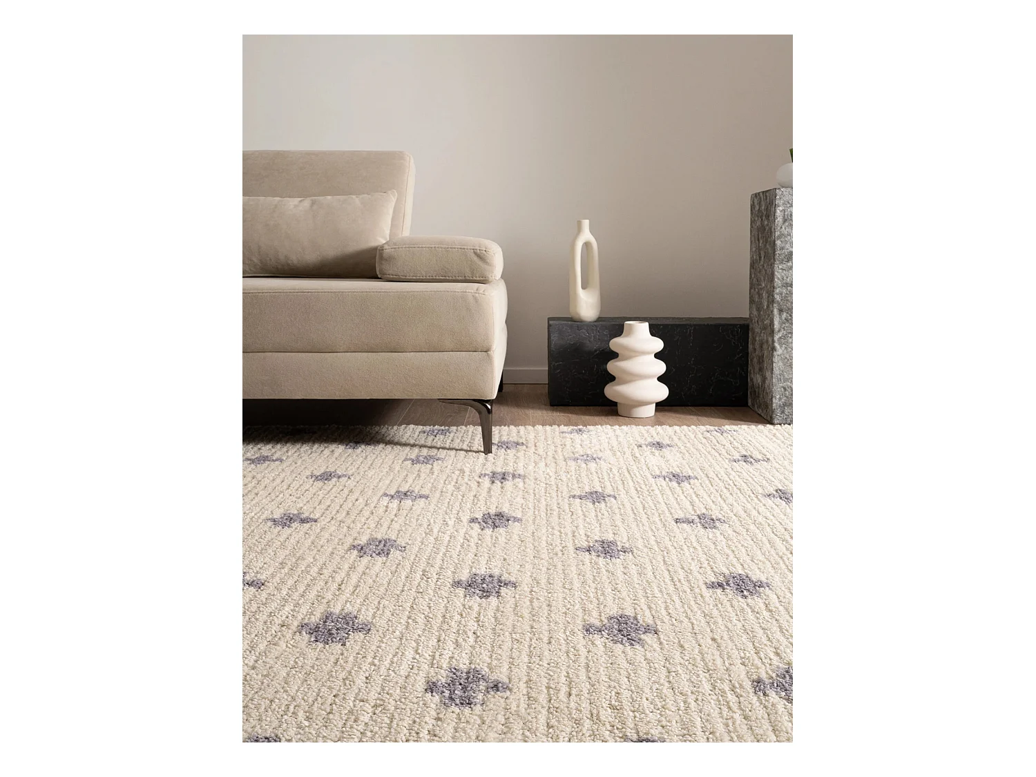 Hoogpolig tapijt 305x240 Beige Frauenfeld Rood