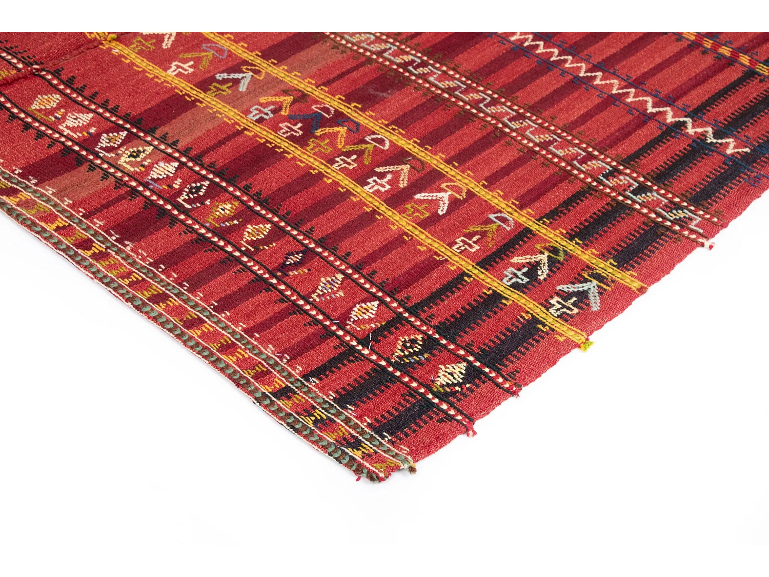 Tapis de laine 164x345 rouge Jajim