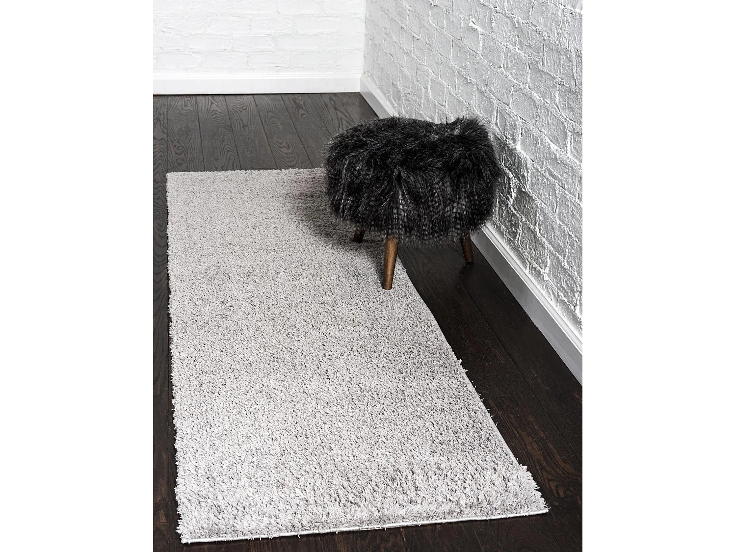 Hochflorteppich 62x185 Silber-Grau Luzern