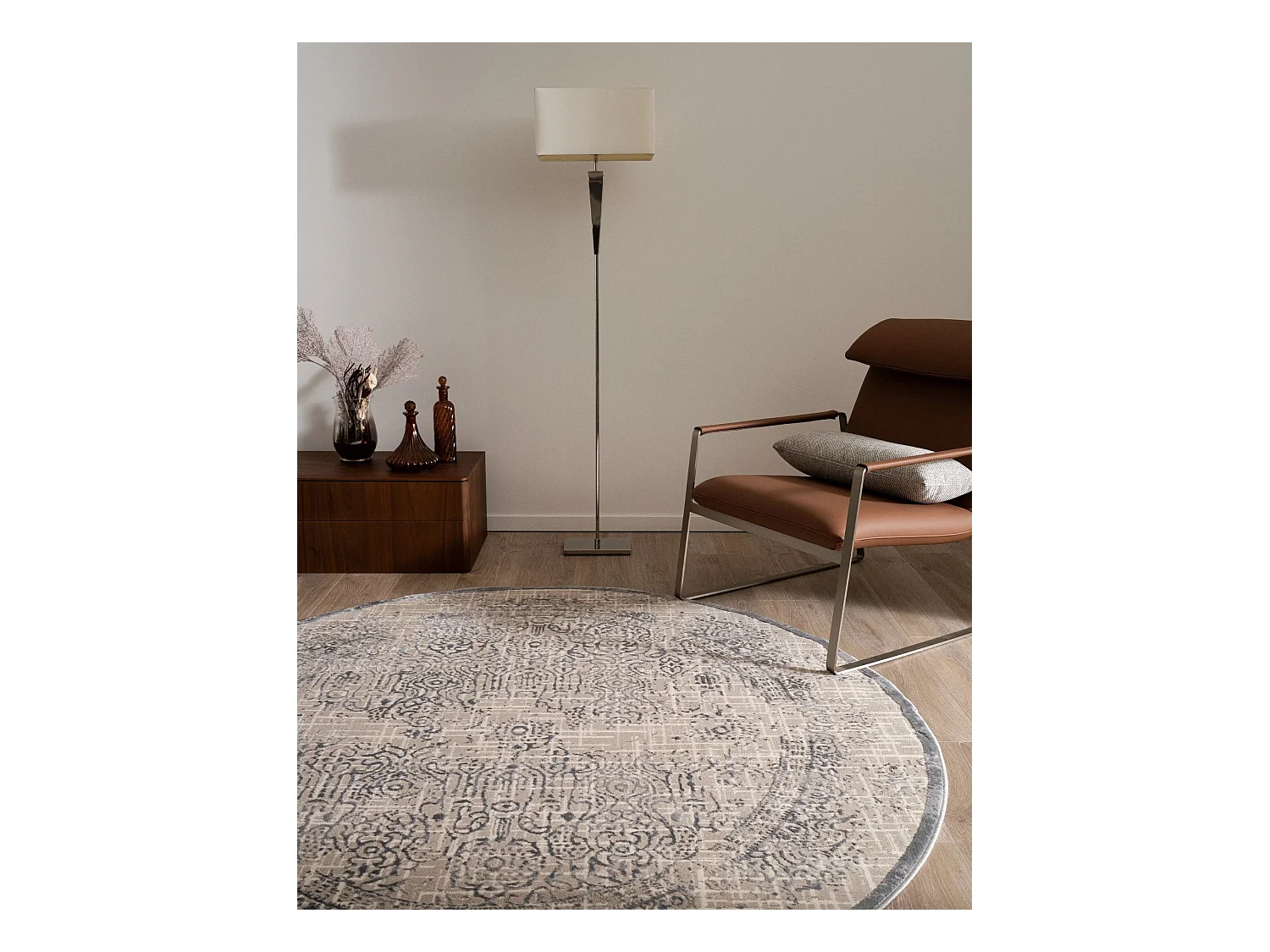 Tapis 240x240 blanc crème Bern Shimmer