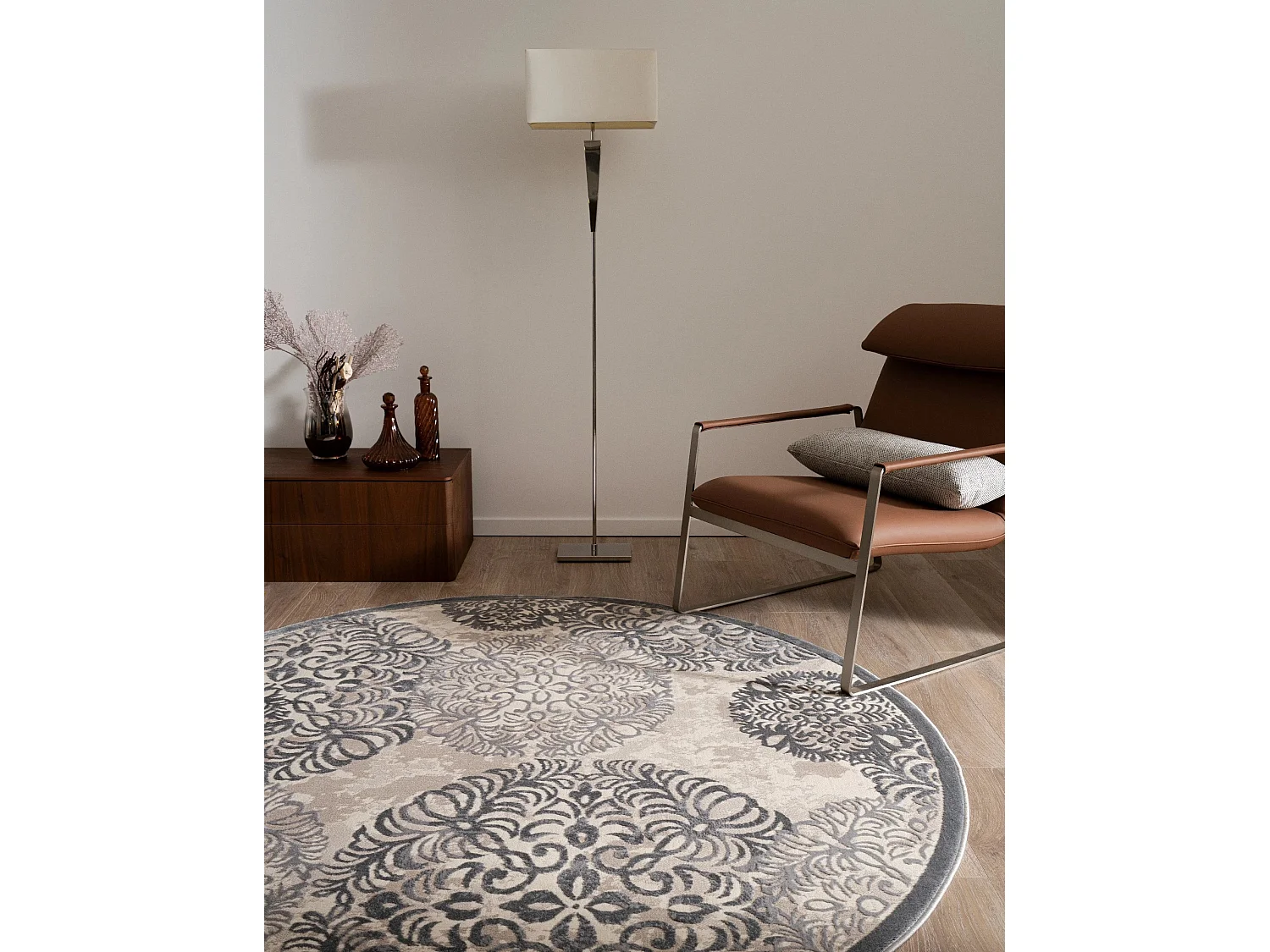 Tapis 240x240 gris Bern Clouds