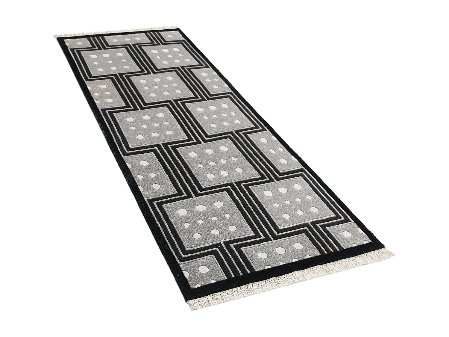 Tappeto per corridoio in lana 79x206 nero Darya