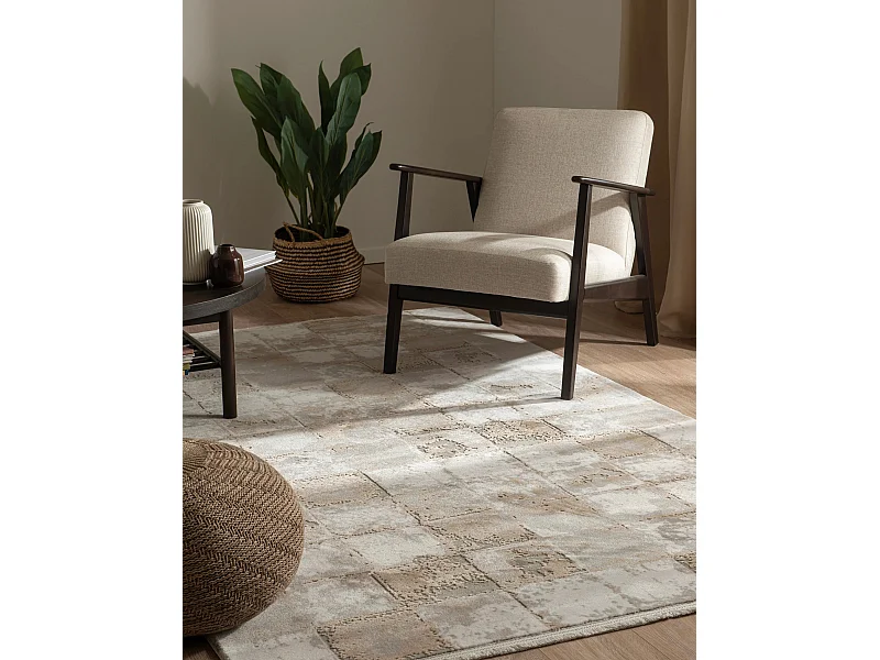 Tapijt 275x185 Beige Davos Cube