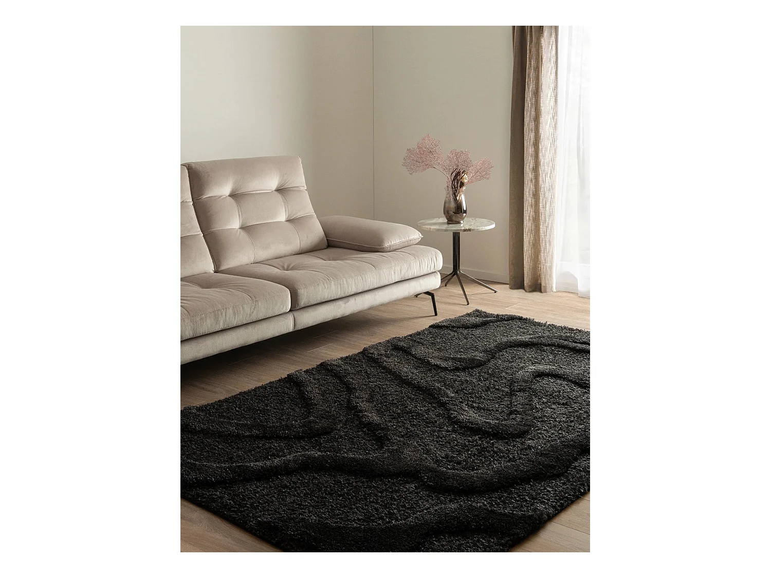 Hochflorteppich 125x185 Schwarz Thun Arbor