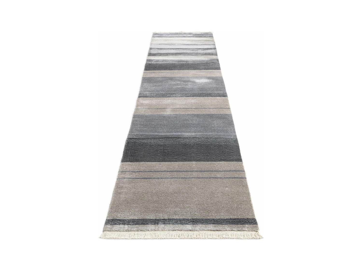 Läufer-Wollteppich 79x386 Grau Darya