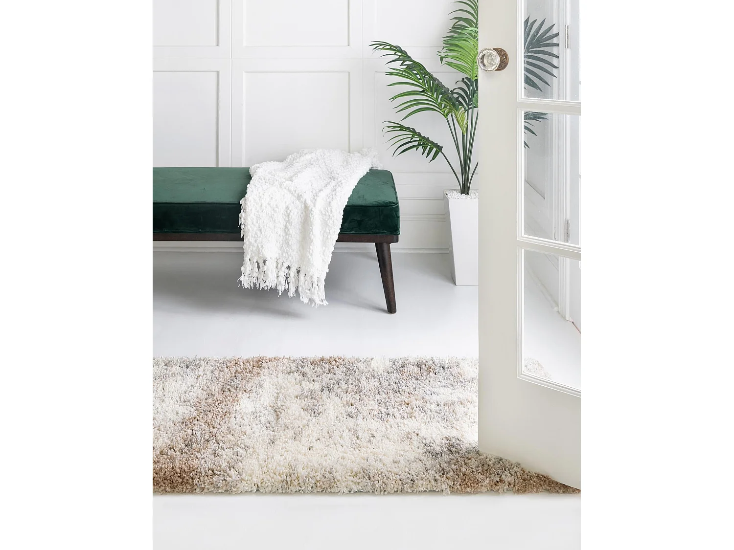 Tapis shaggy 62x120 beige - brun Lachen Haze