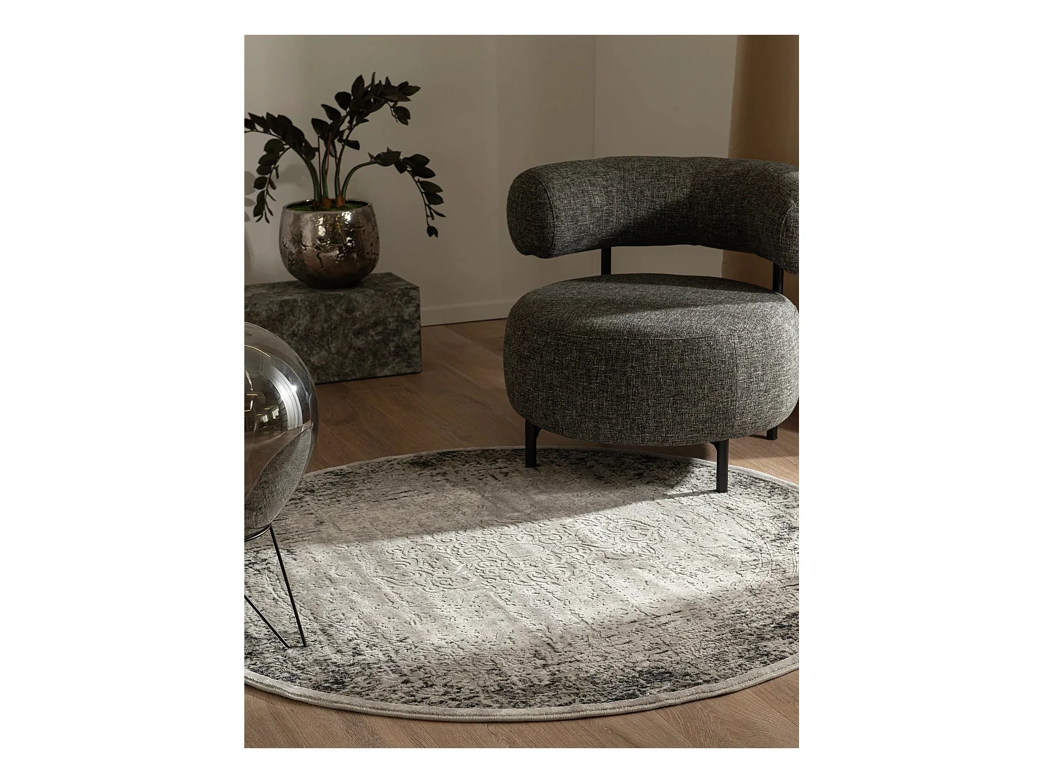 Tapis 240x240 gris Davos Elegance