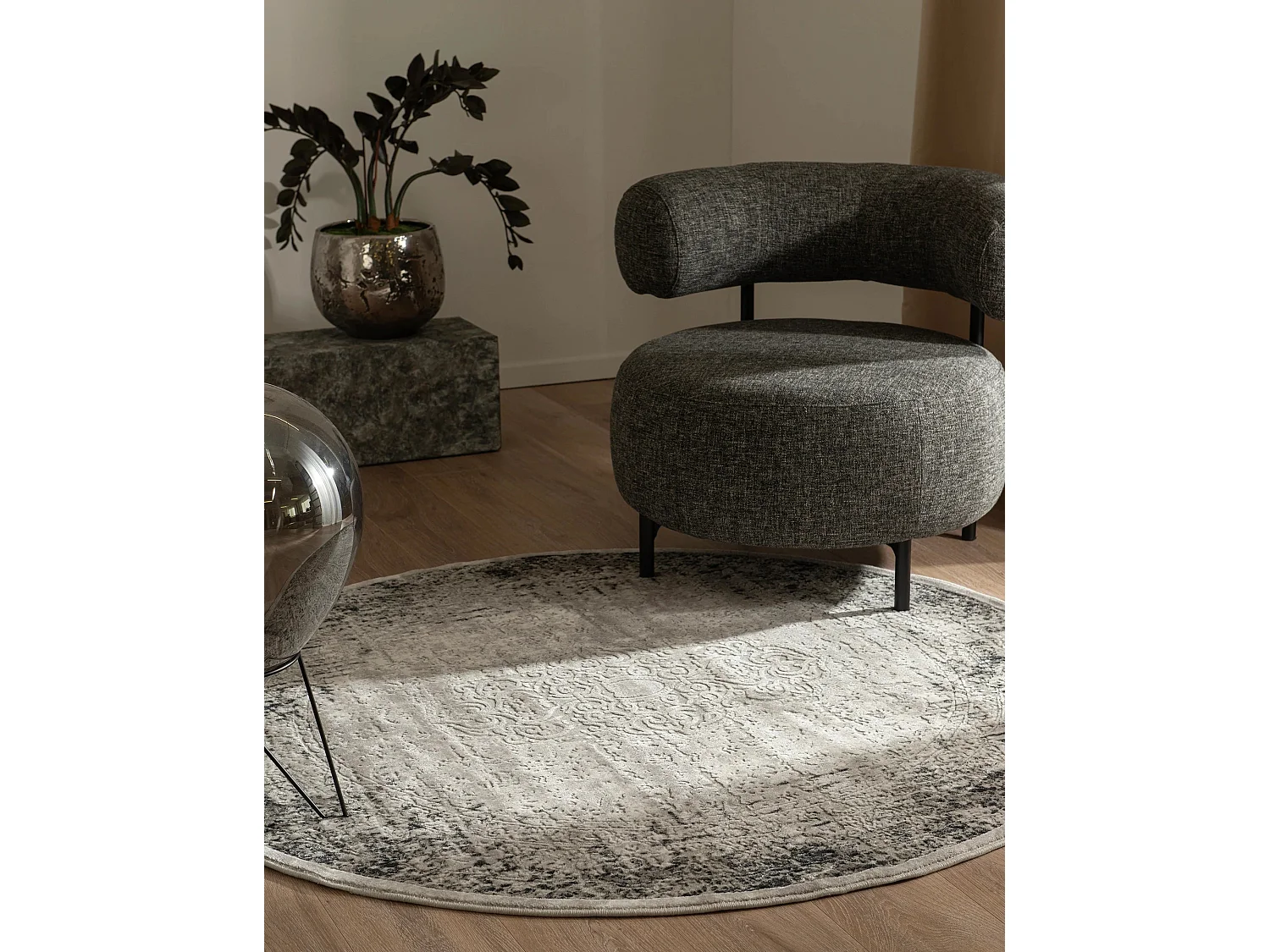 Tapis 240x240 gris Davos Elegance