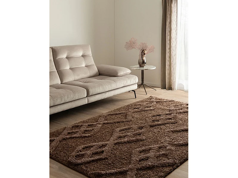 Tapis shaggy 125x185 marron foncé Thun Tribus