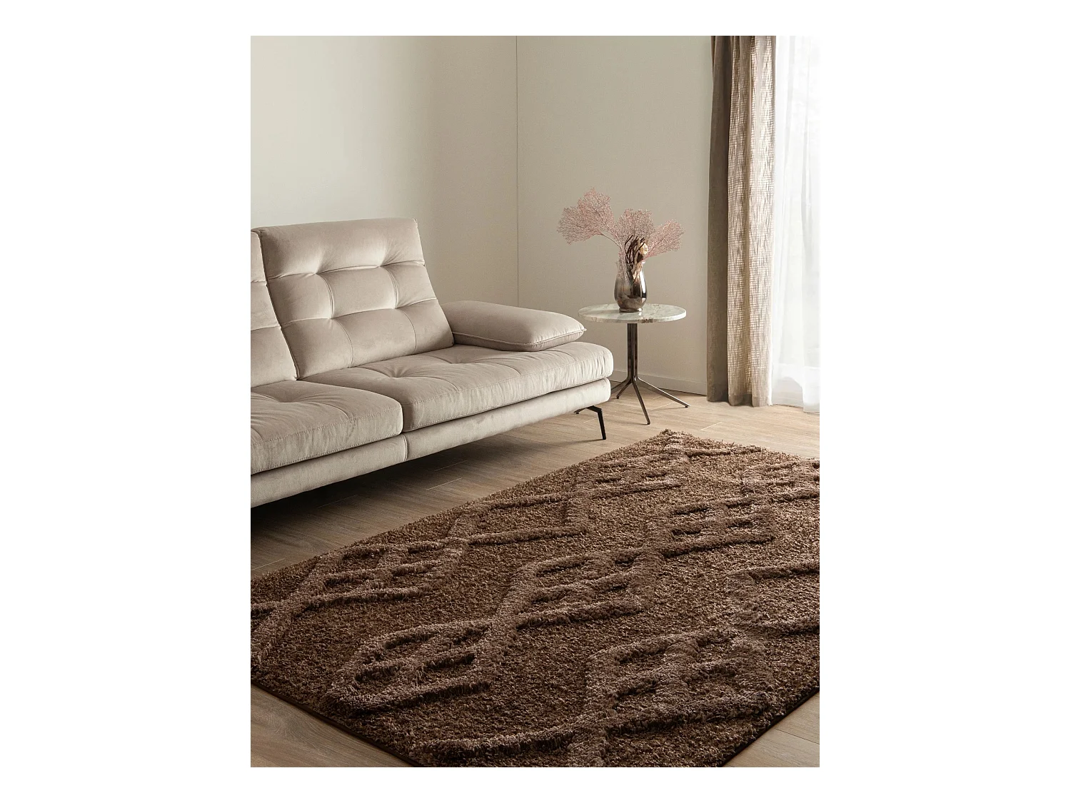 Tapis shaggy 125x185 marron foncé Thun Tribus