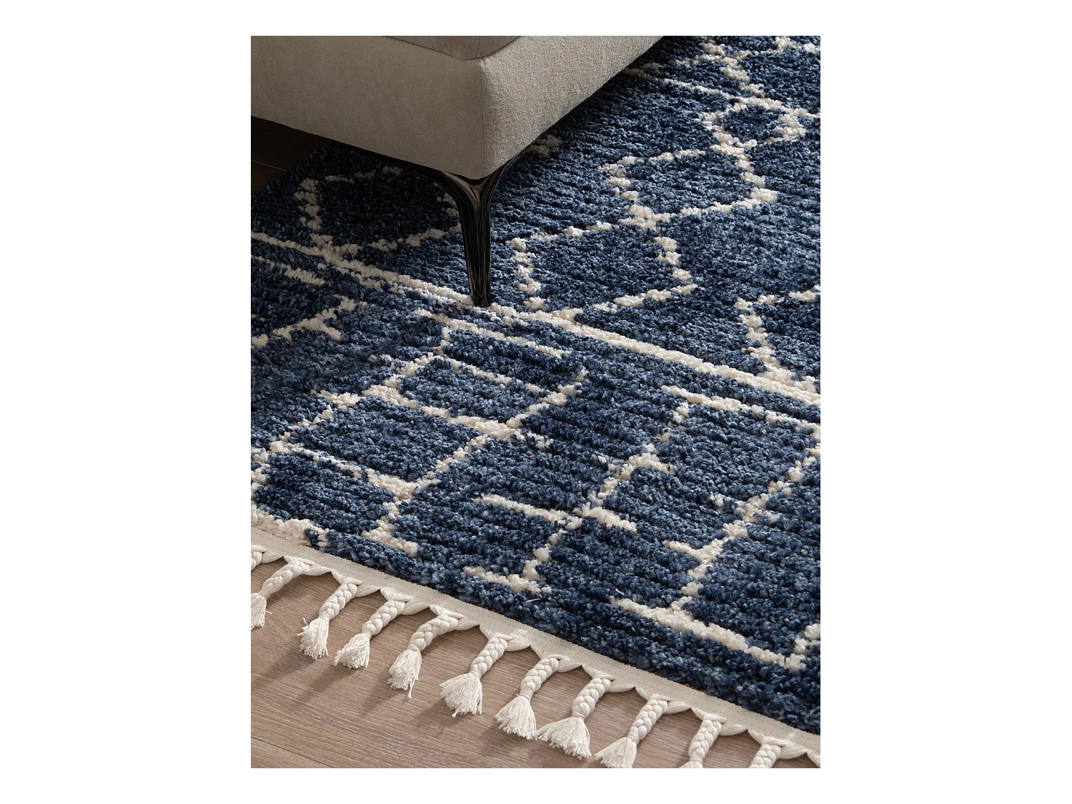 Hoogpolig tapijt 305x80 Blauw Frauenfeld Diamond