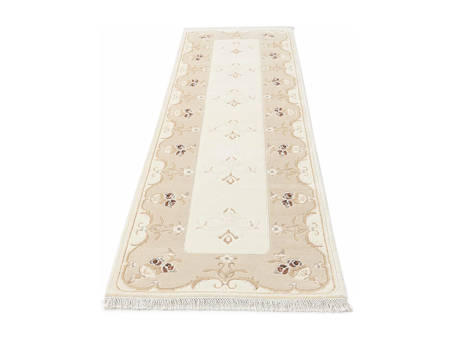 Läufer-Wollteppich 86x305 Beige Darya