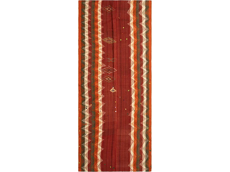 Tapis de laine 146x350 rouge Jajim