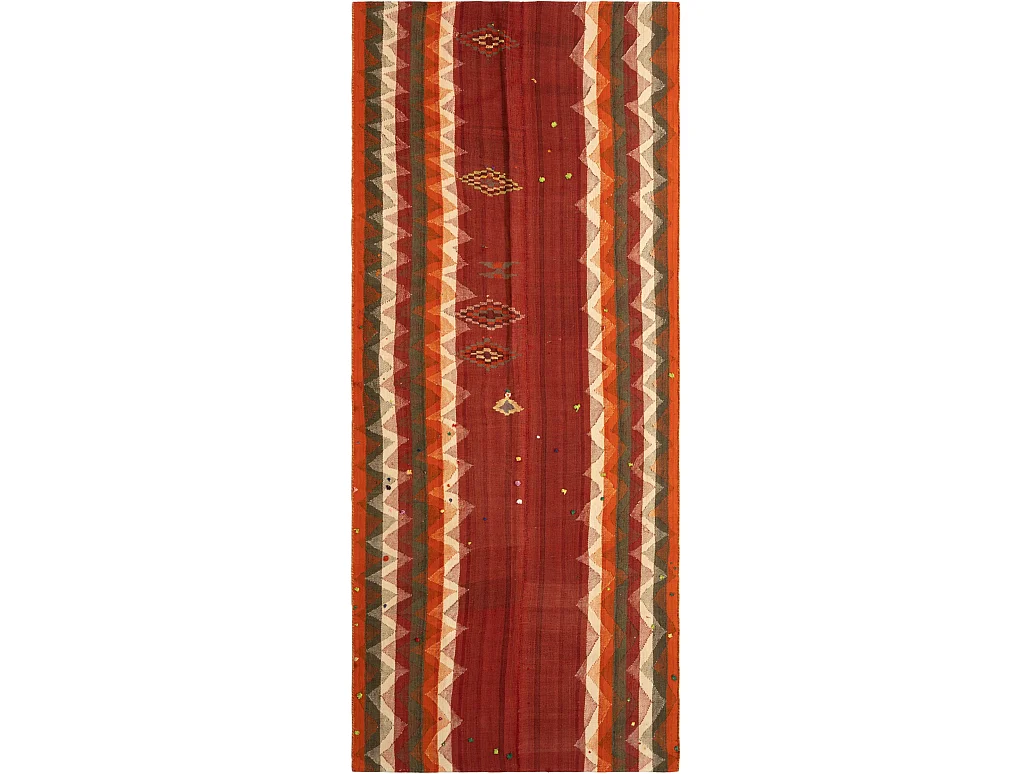 Tapis de laine 146x350 rouge Jajim
