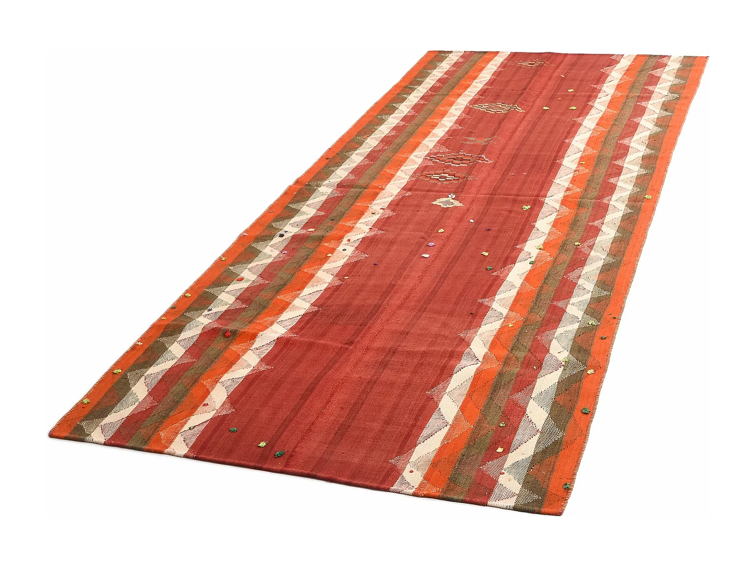 Tapis de laine 146x350 rouge Jajim