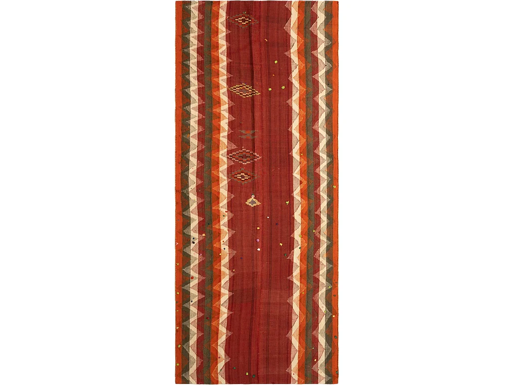 Tapis de laine 146x350 rouge Jajim