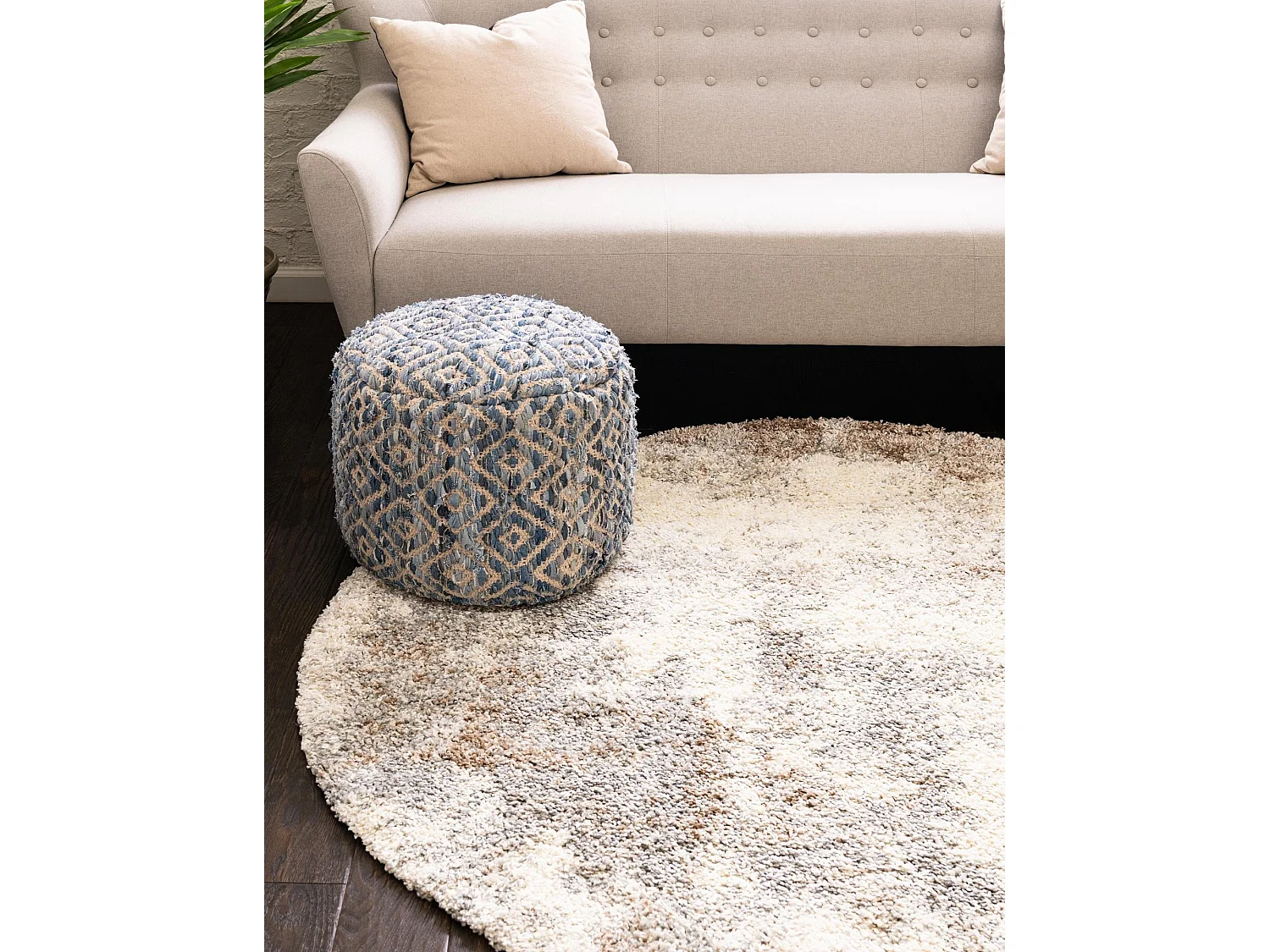 Tapis shaggy 125x125 beige - brun Lachen Haze