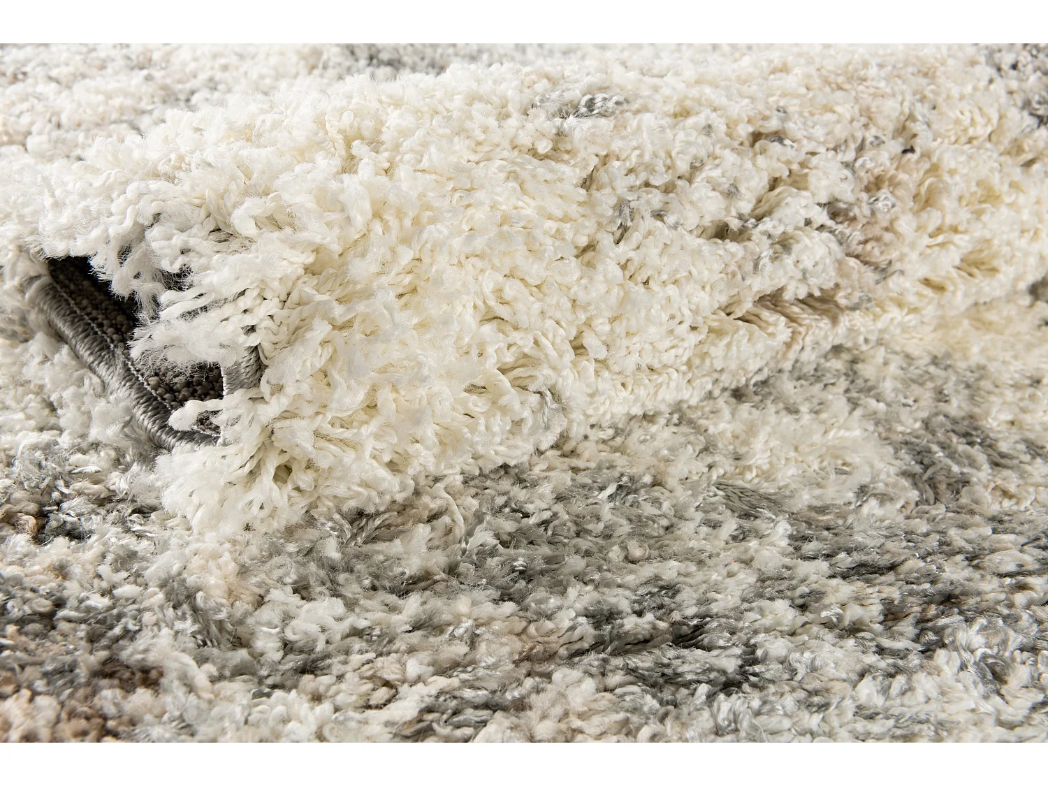 Tapis shaggy 125x125 beige - brun Lachen Haze