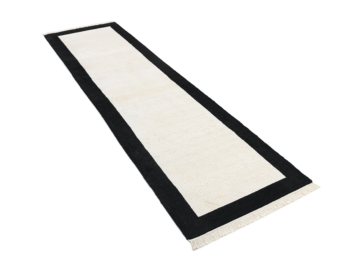 Läufer-Wollteppich 79x307 Schwarz Darya