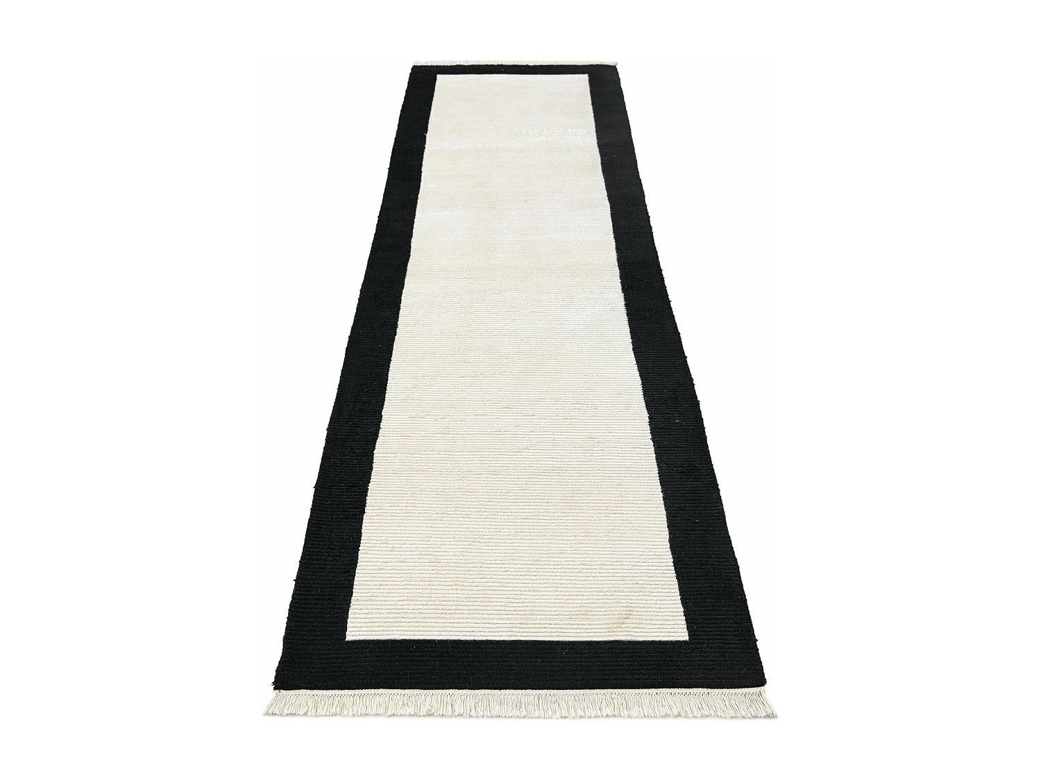 Läufer-Wollteppich 79x307 Schwarz Darya