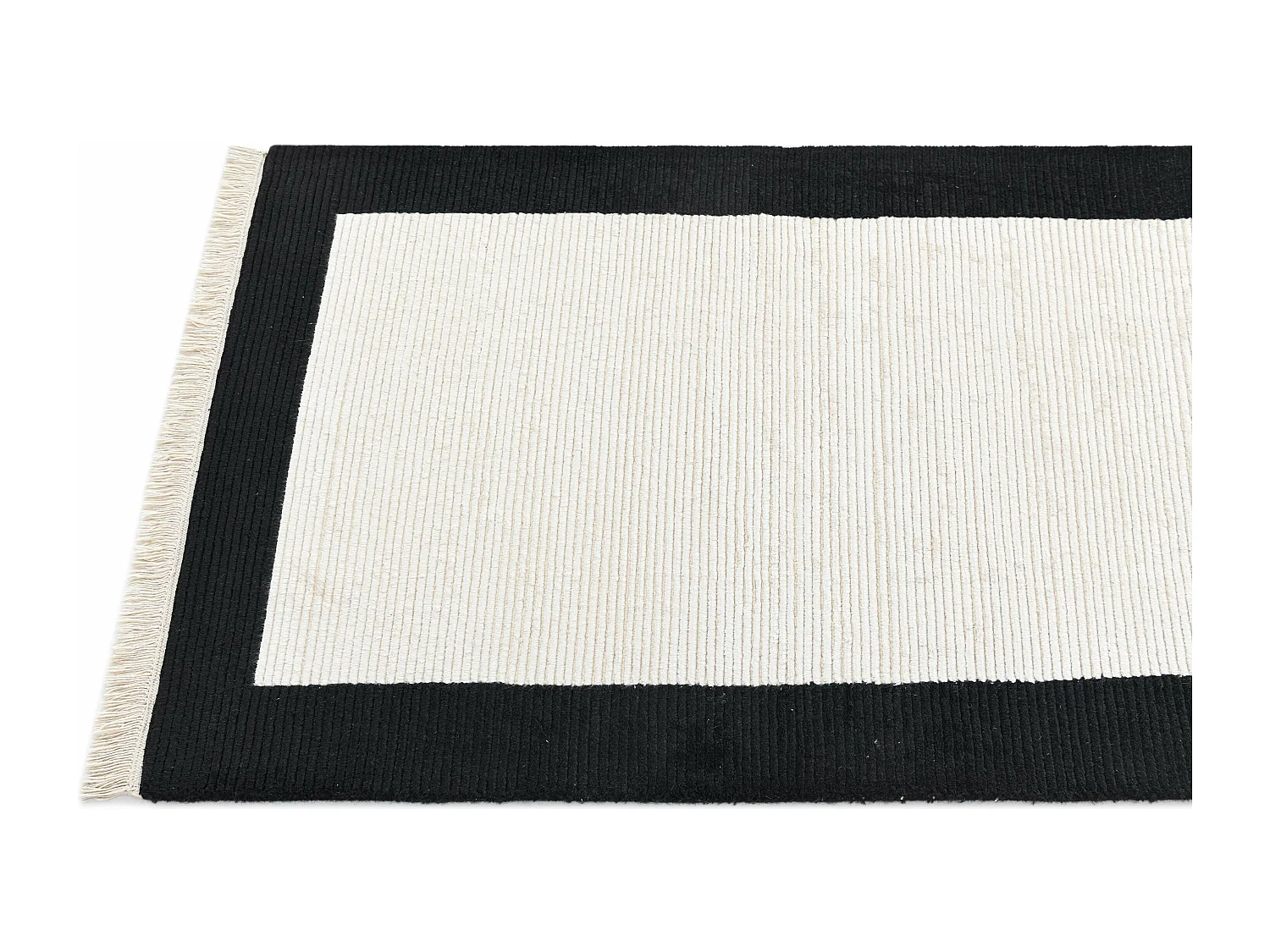 Läufer-Wollteppich 79x307 Schwarz Darya