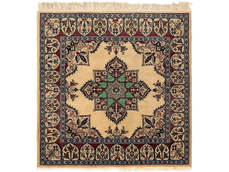 Wollteppich 100x109 Braun Nain