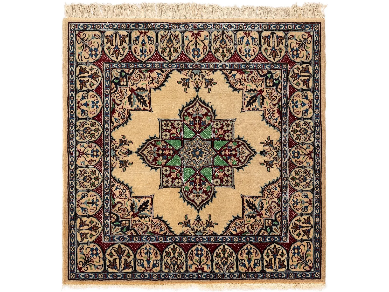 Wollteppich 100x109 Braun Nain