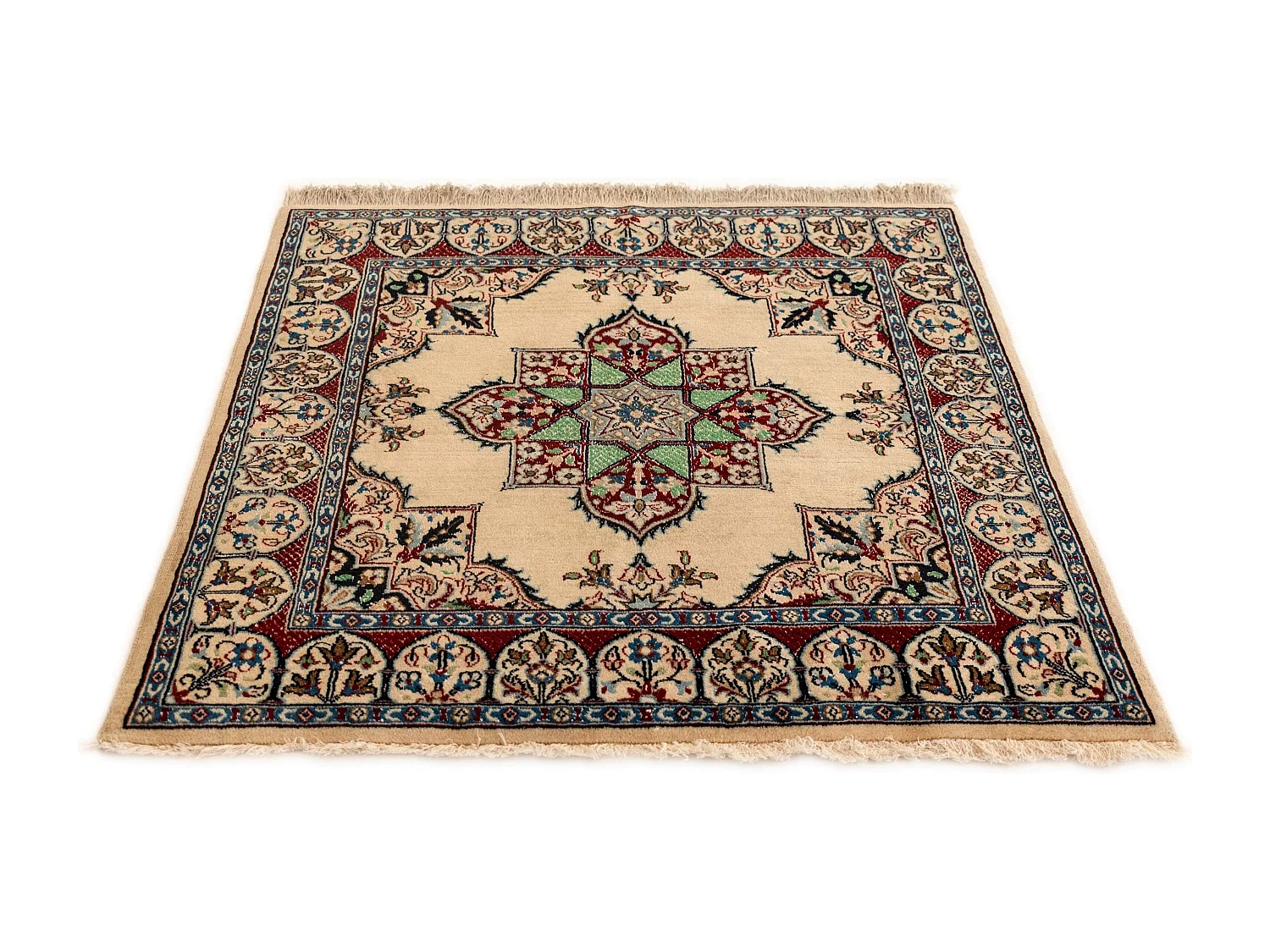 Wollteppich 100x109 Braun Nain