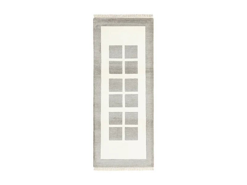 Läufer-Wollteppich 81x203 Grau Darya