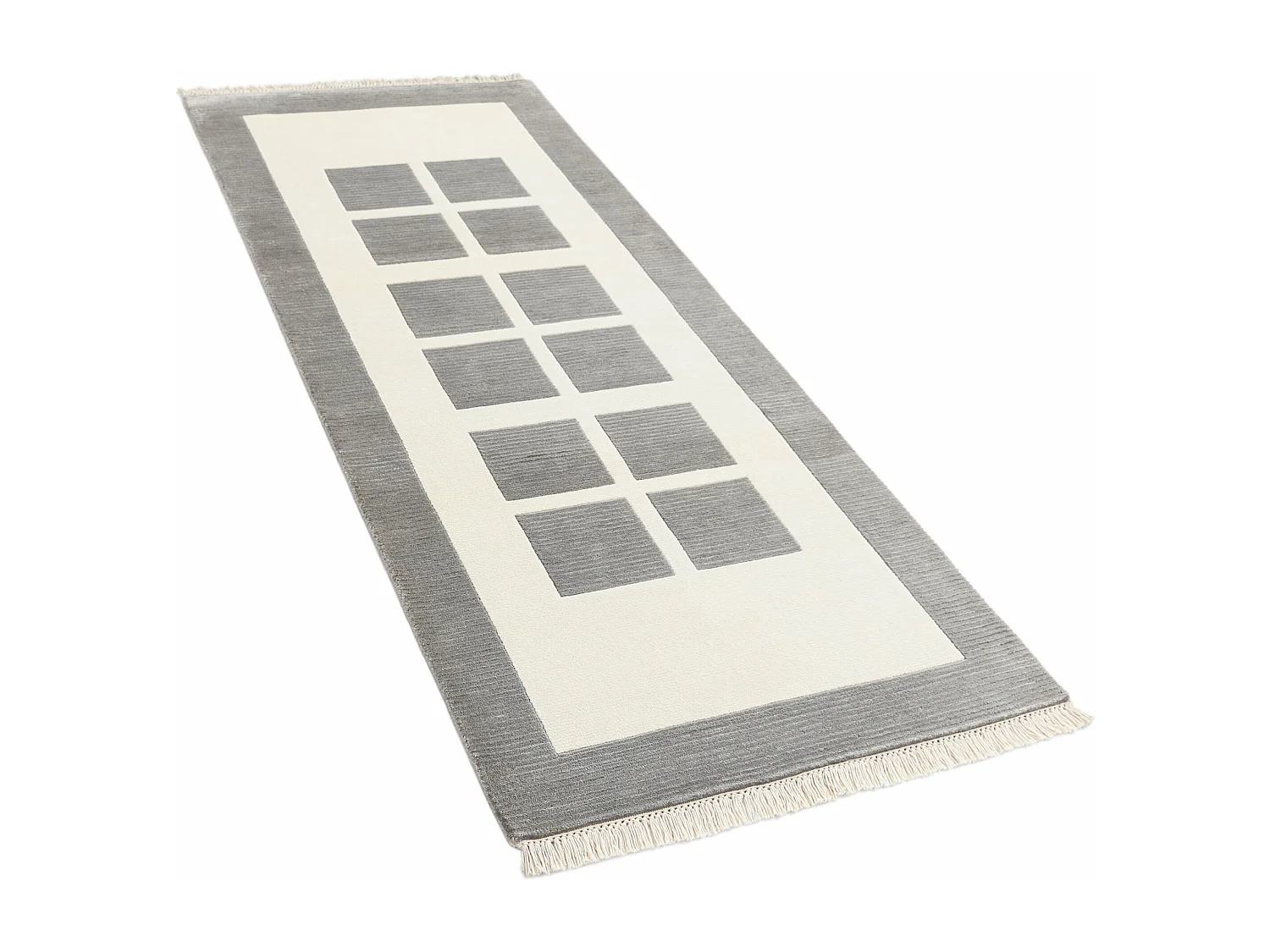 Tapis de couloir en laine 81x203 gris Darya