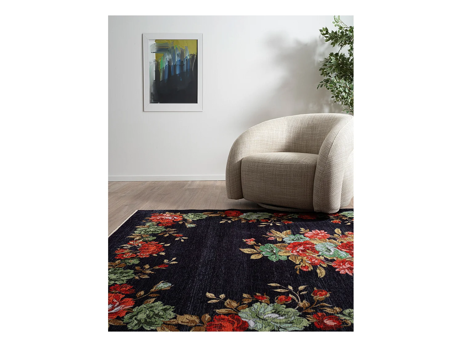 Tapis 215x305 noir Kriens Floret