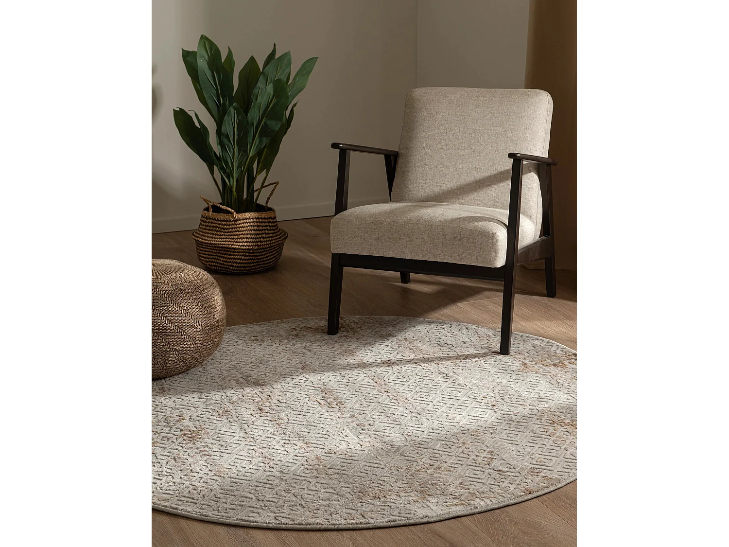 Tapis 125x125 beige Davos Fusion