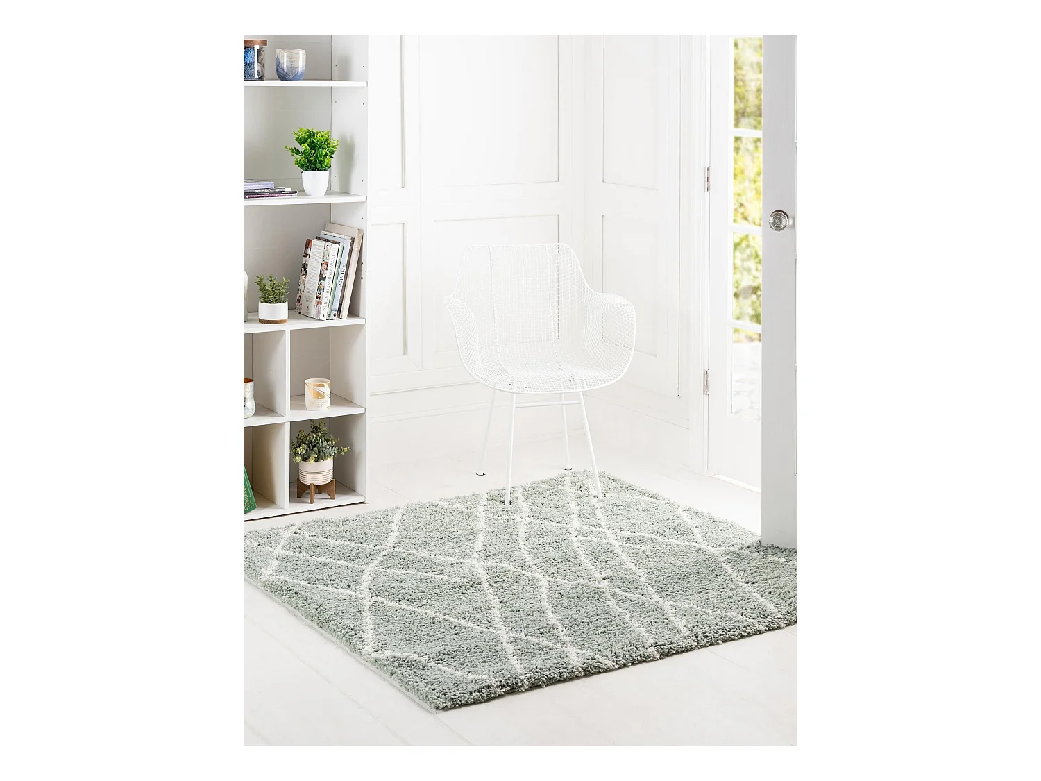 Hoogpolig tapijt 185x185 Groen Lachen Fence