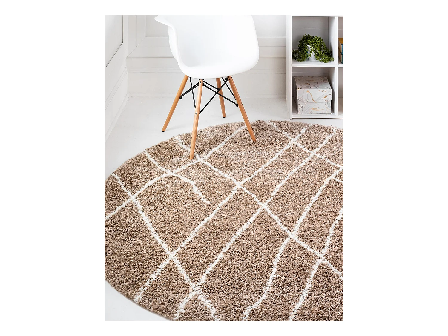 Tapis shaggy 185x185 brun Lachen Fence