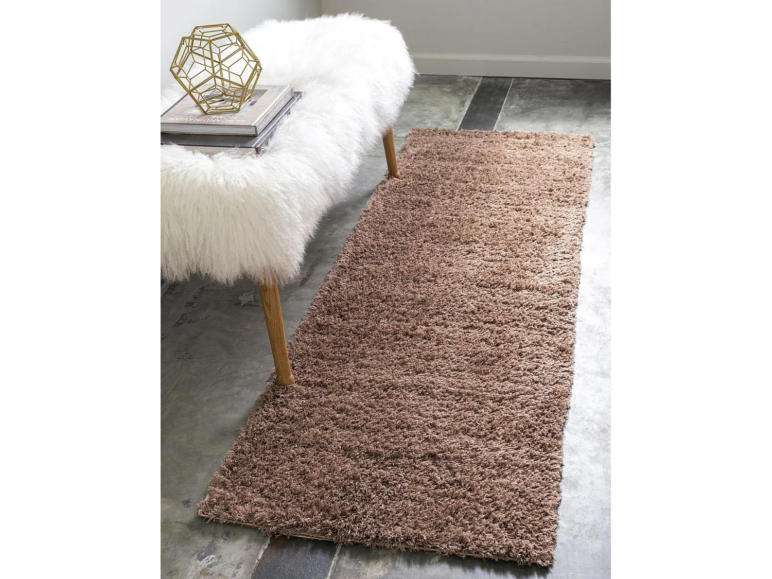 Tapis shaggy 62x185 brun Luzern