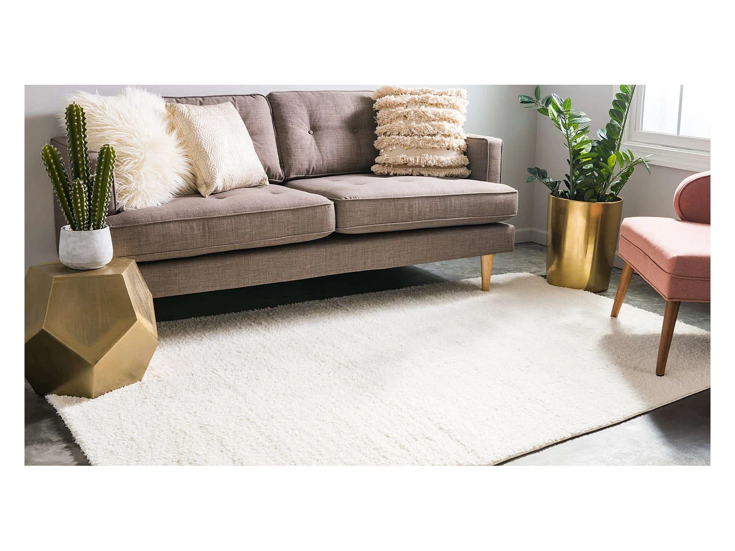 Tapis shaggy 125x185 Blanc Luzern