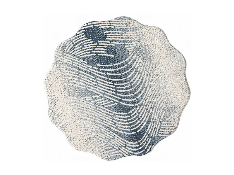 Tapis 120x120 Bleu Royal Wavy