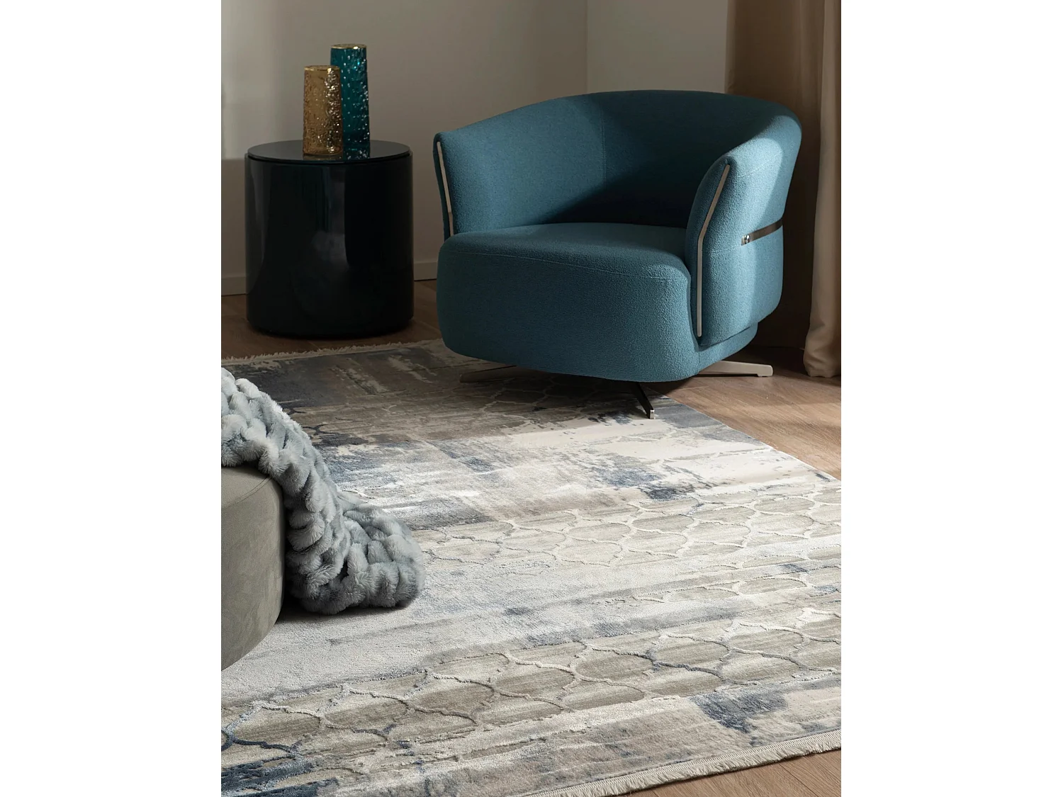 Tappeto 215x305 Blu Davos Mesh