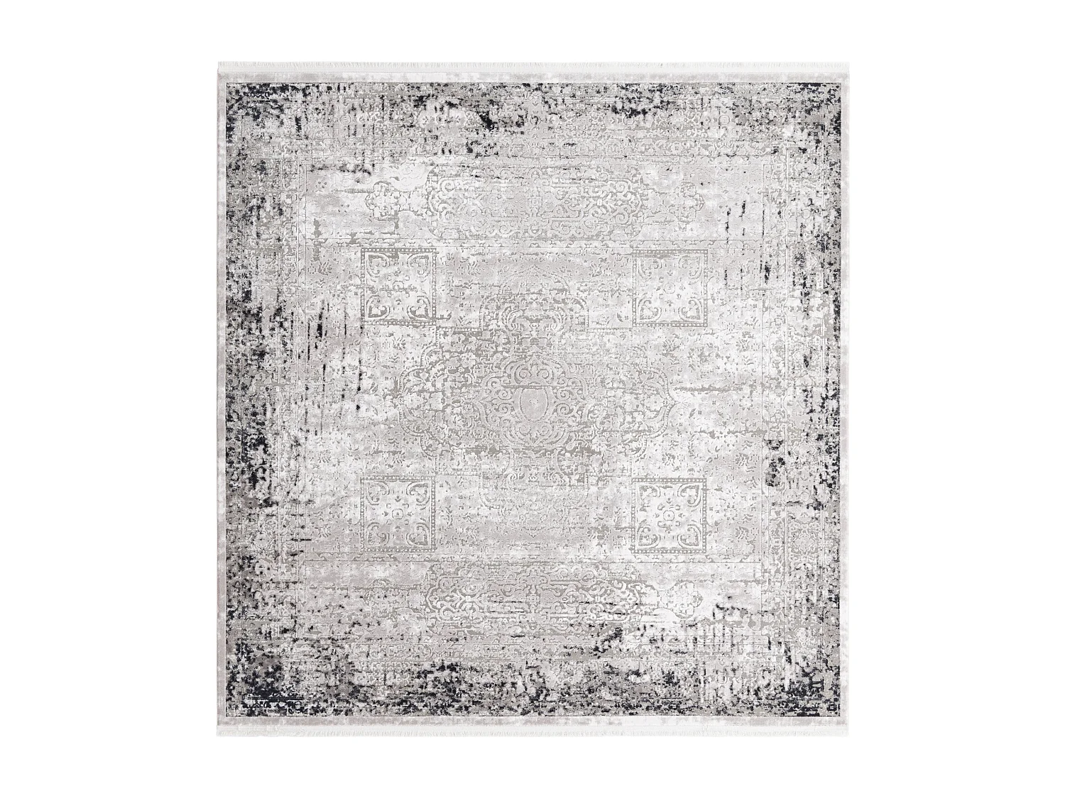 Tapis 160x160 gris Davos Elegance