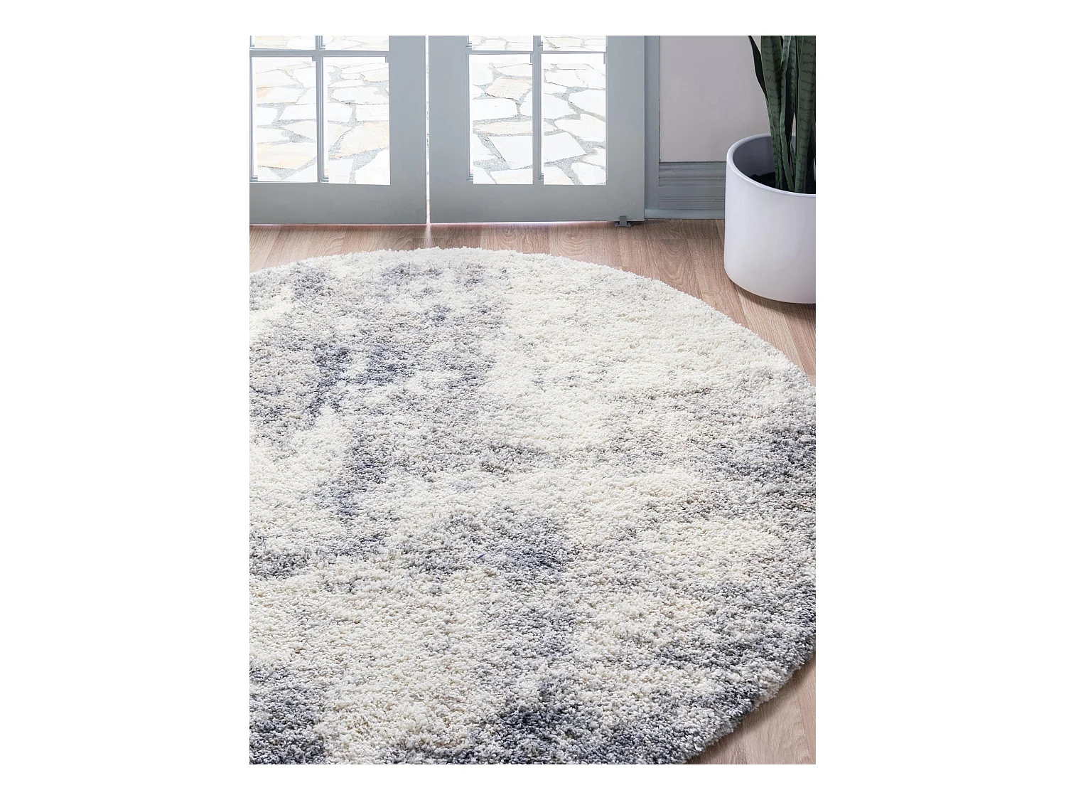 Hoogpolig tapijt 125x125 Beige - Grijs Lachen Haze