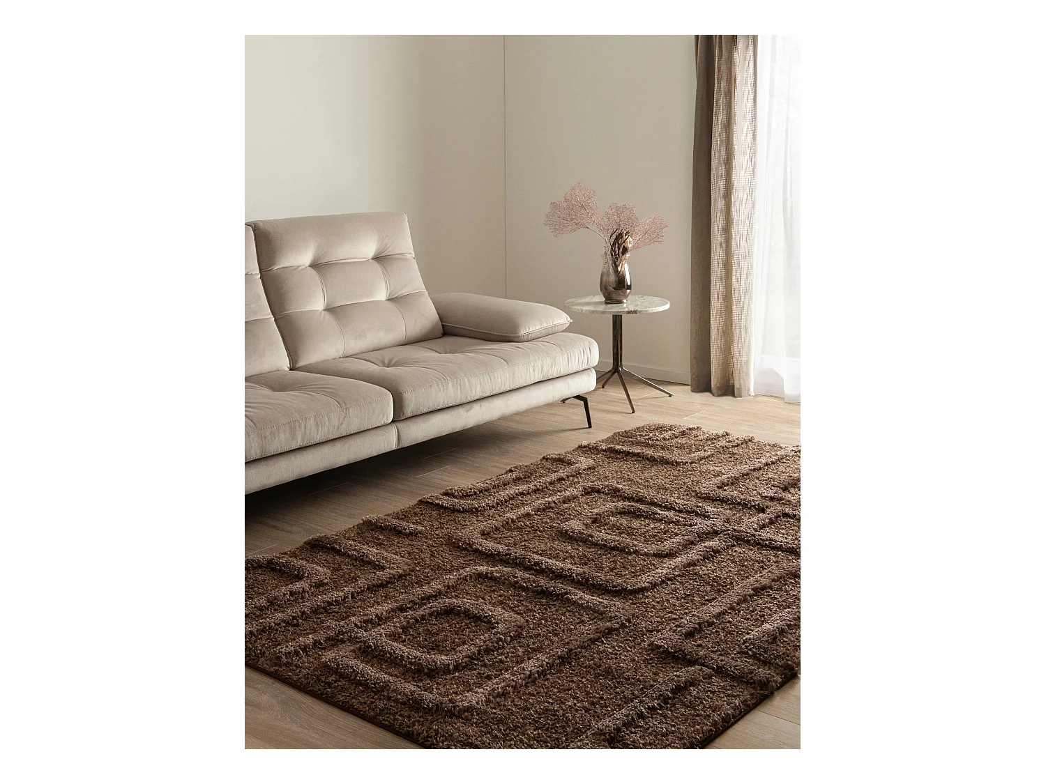 Hochflorteppich 125x185 Dunkelbraun Thun Artem